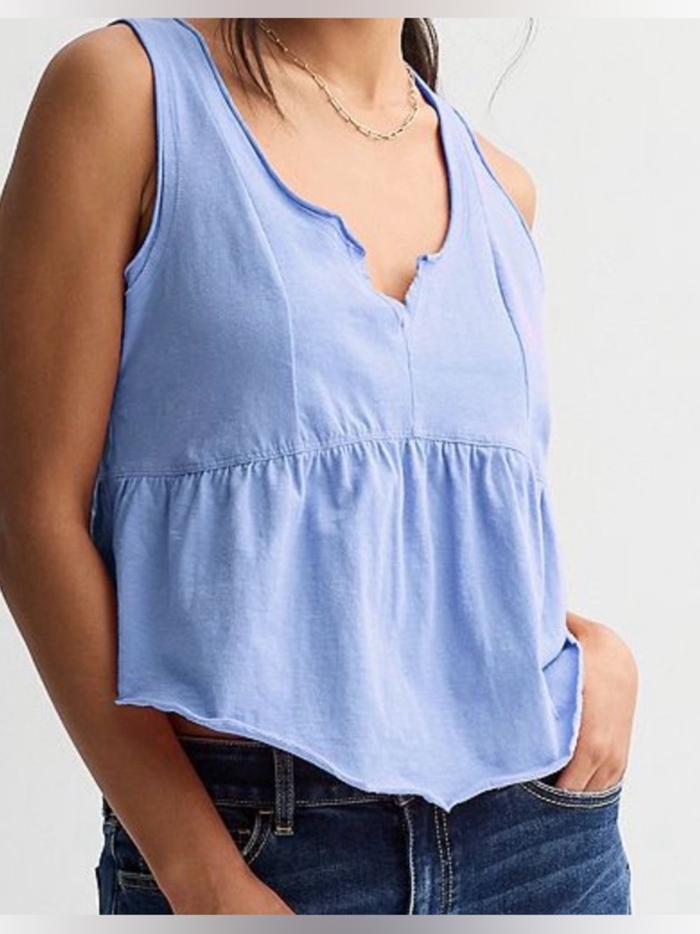 SO Lillian Peri Babydoll Peplum Tank Top NWT Small